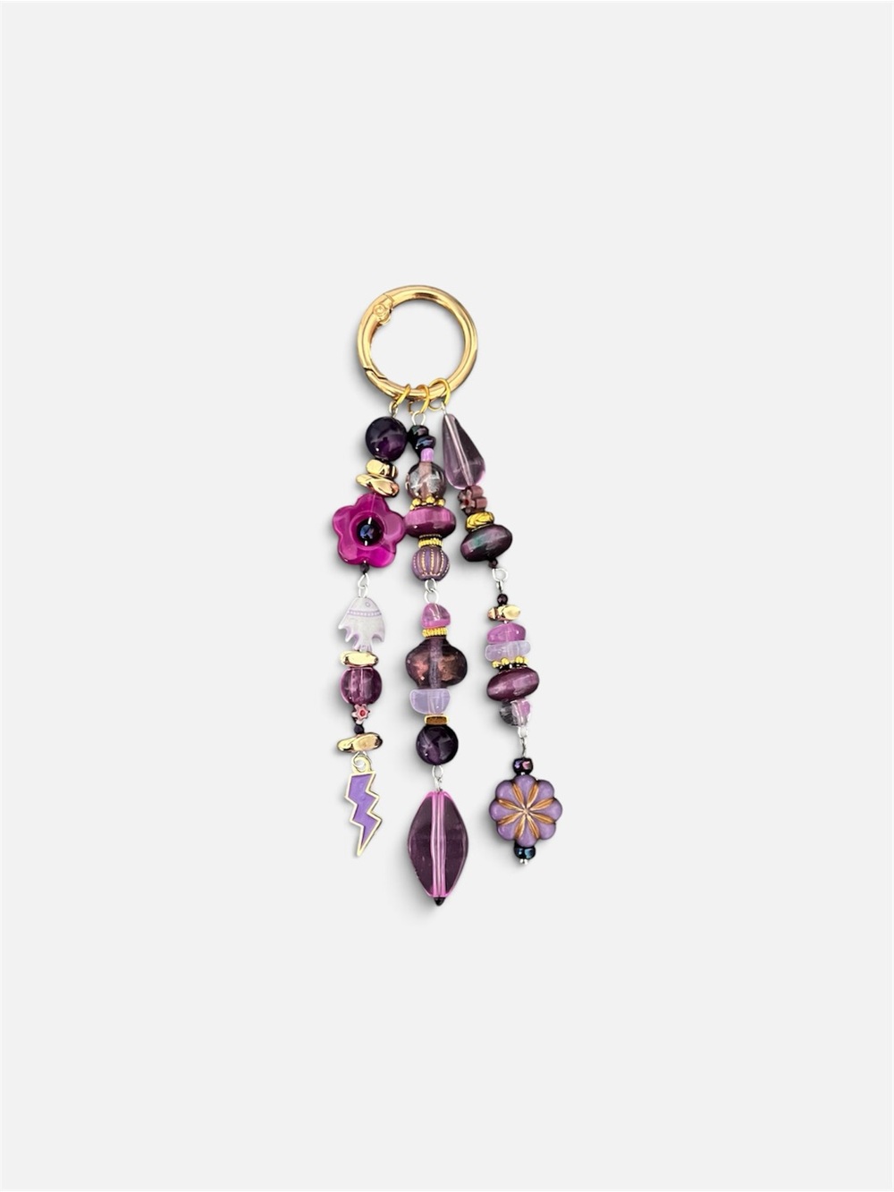 Beaded Purple Keychain Bag Charm